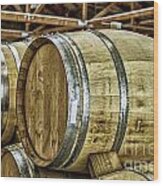 Wooden Wine Barrels Wood Print