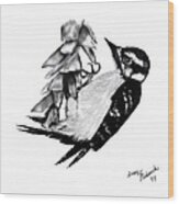 Downy Woodpecker Wood Print