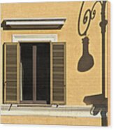 Wrought Iron Street Lamp Shadow Of Ancient Rome Wood Print