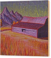 Wyoming Barn In Red Wood Print