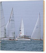 Yachts Racing In The Ocean, Annual Wood Print