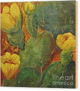 Yellow Cacti Wood Print