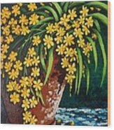 Yellow Cascade Wood Print