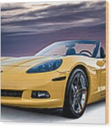 Yellow Corvette Convertible Wood Print