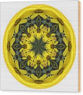 Yellow Flower Sphere Mandala Wood Print