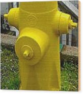 Yellow Hydrant Wood Print