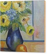 Yellow Poppies And A Pear Wood Print