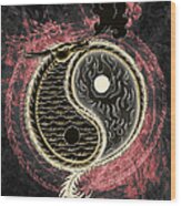 Yin And Yang Graphic Wood Print