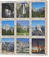 Yosemite 3x3 Collage Wood Print