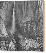 Yosemite Falls From Taft Point Bw Wood Print