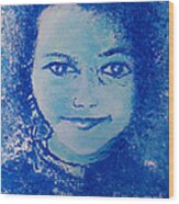 Young Girl In Blue Wood Print