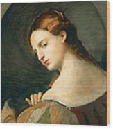 Young Woman In Profile Wood Print