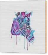 Zebra Watercolor Wood Print