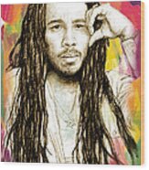 Ziggy Marley - Stylised Drawing Art Poster Wood Print