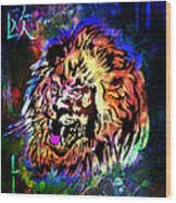 Zodiac-lion And Chinese Symbol Wood Print