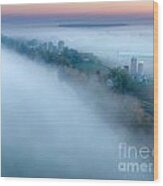 Early Autumn Morning Fog On The Richelieu River Valley Quebec Ca #1 Wood Print