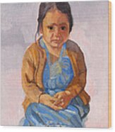 Guatemalan Girl In Blue Dress #1 Wood Print