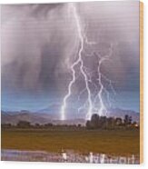 Lightning Striking Longs Peak Foothills 6 #1 Wood Print