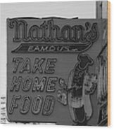 Original Nathan's In Black And White #1 Wood Print