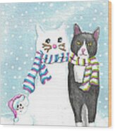 Snow Cats #1 Wood Print
