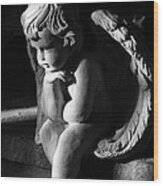 Thoughtful Cherub #1 Wood Print