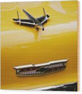 1955 Chevy Bonnet Badges. #car Wood Print