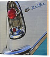 1956 Chevrolet Belair Taillight Emblem Wood Print