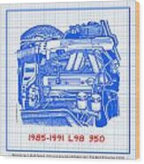 1985 - 1991 L98 Fuel-injected Corvette Engine Blueprint Wood Print