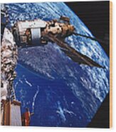 A Satellite Orbiting Above The Earth #2 Wood Print