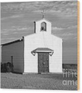 Calera Mission Chapel In West Texas Black And White Wood Print