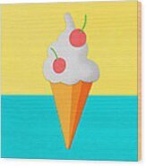 Ice Cream On Hand Made Paper #2 Wood Print