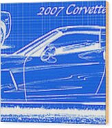 2007 Corvette Blueprint Series Wood Print