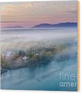 Early Autumn Morning Fog On The Richelieu River Valley Quebec Ca #3 Wood Print