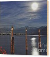 Moon Light Over An Alpine Lake #3 Wood Print