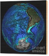 Topographical Map Of Coordinates 45 S #3 Wood Print