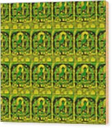 40 Green Buddhas Embossed Wood Print