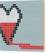 8-bit Style Bleeding Heart Wood Print