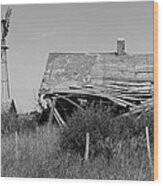 Abandoned House In Monochrome Wood Print