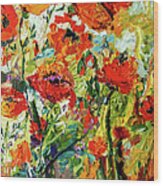 Impressionist Red Poppies Wood Print