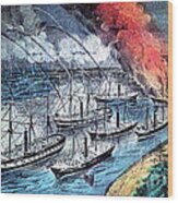 American Civil War, Farraguts Fleet Wood Print