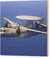 An E-2c Hawkeye Flying Over The Pacific Wood Print