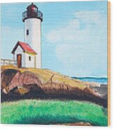 Aninisquam Harbor Light Wood Print