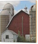 Barn And Silos Wood Print