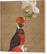 Beagle And Rose Wood Print
