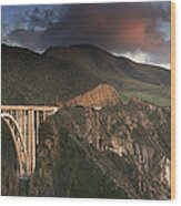 Bixby Bridge Sunset Wood Print