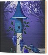 Blue Bird's Summer House Wood Print