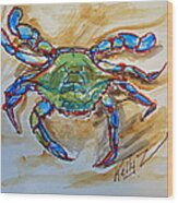 Blue Crab Blues Wood Print