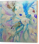 Blue Floral Bouquet Wood Print