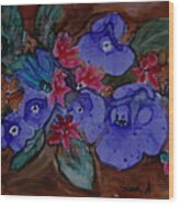 Blue Flowers Wood Print