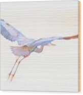 Blue Heron Takeoff Ii Wood Print